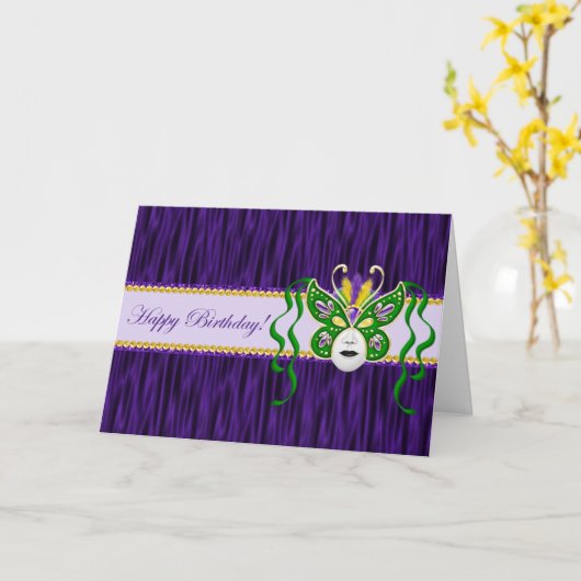 Carte d'anniversaire Mardi Gras (Fleur jaune)