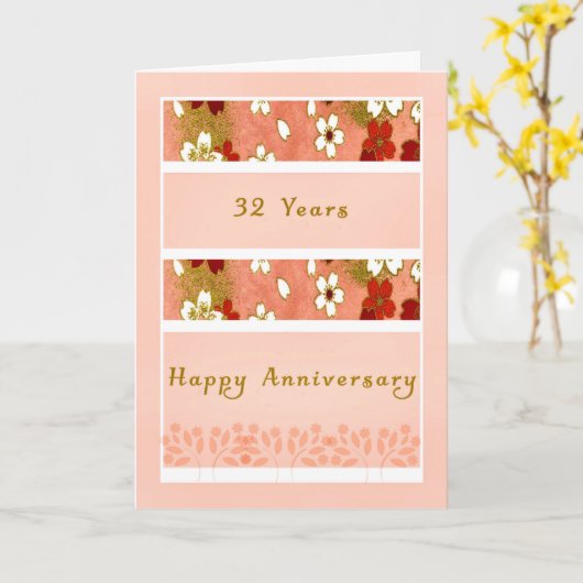 Carte d'anniversaire mariage 32e année (Fleur jaune)