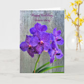 Carte d'anniversaire mariage avec orchidées violet (Fleur jaune)
