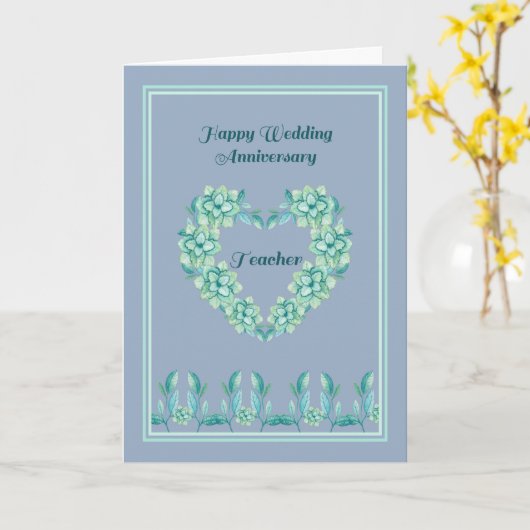 Carte d'anniversaire mariage pour enseignant en bl (Fleur jaune)