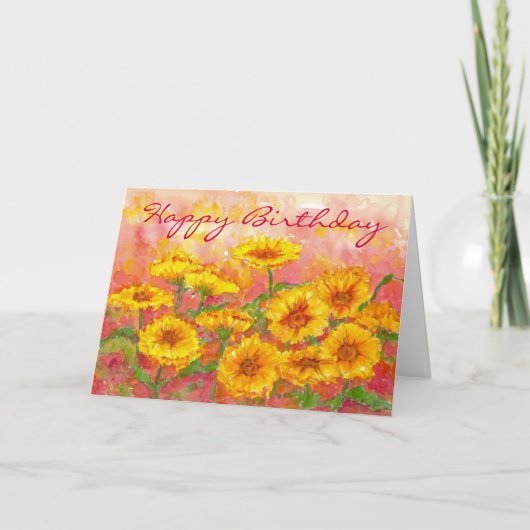 Carte d'anniversaire Marigold Autumn Flower (Devant)
