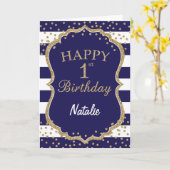 Carte d'anniversaire Marine Blue and Gold Parties (Fleur jaune)
