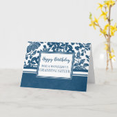 Carte d'anniversaire Marine Blue Floral (Fleur jaune)