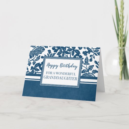 Carte d'anniversaire Marine Blue Floral (Devant)