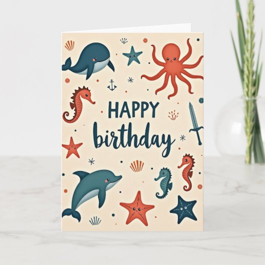 Carte d'anniversaire marine joyeuse (Devant)