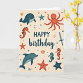 Carte d'anniversaire marine joyeuse (Fleur jaune)