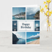 Carte d'anniversaire Marine Mosaic (Fleur jaune)