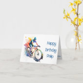 Carte d'anniversaire Marine, violet et orange cycl (Fleur jaune)