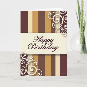 Carte d'anniversaire marron filigranée