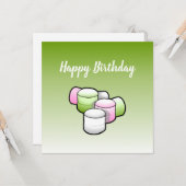 Carte d'anniversaire Marshmallow (Devant/Arrière en situation)