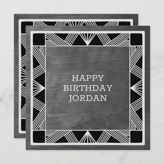 Carte d'anniversaire Masculine Gris en bois modern (Devant / Derrière)
