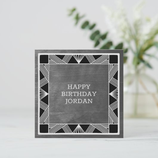 Carte d'anniversaire Masculine Gris en bois modern (Debout devant)
