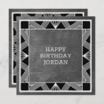 Carte d'anniversaire Masculine Gris en bois modern<br><div class="desc">Design d'inspiration Art déco classique pour les hommes élégants.</div>