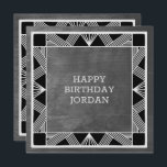 Carte d'anniversaire Masculine Gris en bois modern<br><div class="desc">Design d'inspiration Art déco classique pour les hommes élégants.</div>