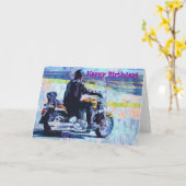 Carte d'anniversaire "Mature" Motorbike Biker (Fleur jaune)