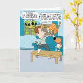 Carte d'anniversaire mauvaise drôle de chat (Fleur jaune)