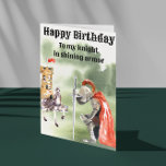 Carte d'anniversaire médiévale Chevalier<br><div class="desc">Cette conception peut être personnalisée dans la zone prévue en changeant la photo et/ou le texte. Ou elle peut être personnalisée en cliquant sur Personnaliser ce modèle, puis en choisissant l'option cliquer pour personnaliser davantage et supprimer ou changer la couleur de l'arrière-plan, ajouter du texte, changer la couleur ou le...</div>
