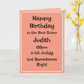 Carte d'anniversaire meilleure soeur amusante (Fleur jaune)