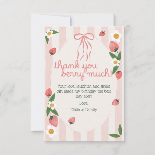 Carte d'anniversaire Merci Beaucoup Fraise (Devant)