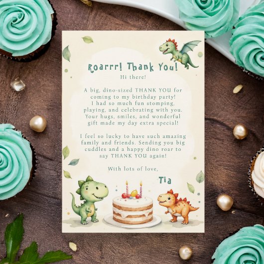 Carte d'anniversaire Merci Dinosaur Deux-Rex