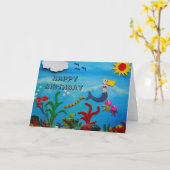 Carte d'anniversaire Mermaid (Fleur jaune)
