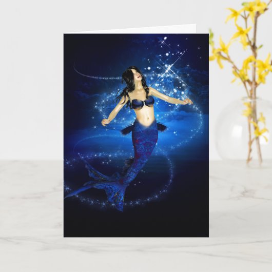 Carte d'anniversaire Mermaid Magic (Fleur jaune)