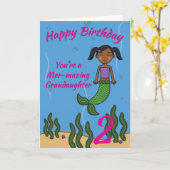 Carte d'anniversaire Mermaid pour grand-fille, tou (Fleur jaune)
