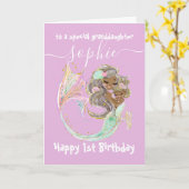 Carte d'anniversaire Mermaid rose (Fleur jaune)