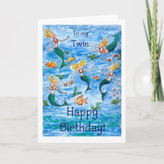 Carte d'anniversaire Mermaids pour un jumeau (Devant)