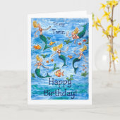 Carte d'anniversaire Mermaids pour un jumeau (Fleur jaune)
