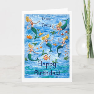 Carte d'anniversaire Mermaids pour un jumeau