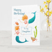 Carte d'anniversaire Mermaids pour une fille (Fleur jaune)