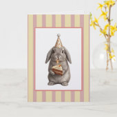 Carte d'anniversaire Mignon Lapin avec Gâteau à la (Fleur jaune)