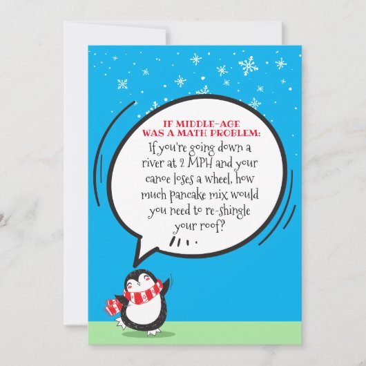 Carte d'anniversaire mignonne amusant Penguin Math (Devant)