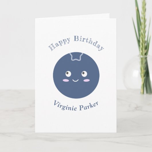 Carte d'anniversaire mignonne aux bleuets (Devant)