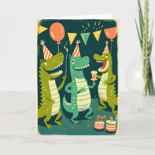Carte d'anniversaire mignonne aux crocodiles