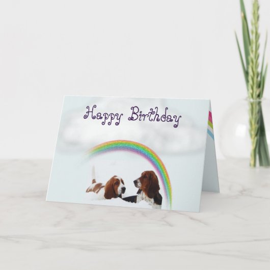 Carte d'anniversaire mignonne avec Basset Hounds e (Devant)