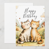Carte d'anniversaire mignonne avec chat (Devant / Derrière)
