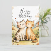 Carte d'anniversaire mignonne avec chat (Debout devant)