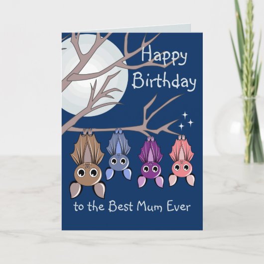 Carte d'anniversaire mignonne avec chauves-souris (Devant)