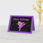Carte d'anniversaire mignonne avec Hippo Ballerina (Fleur jaune)