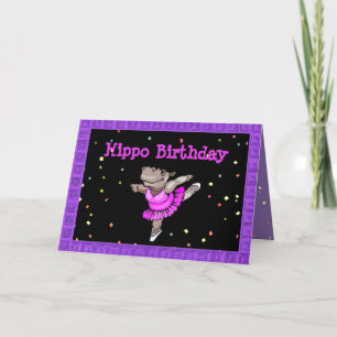 Carte d'anniversaire mignonne avec Hippo Ballerina