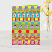 Carte d'anniversaire mignonne avec Motifs & Chouet (Fleur jaune)