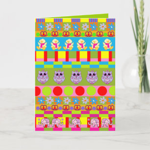 Carte d'anniversaire mignonne avec Motifs & Chouet