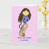 Carte d'anniversaire mignonne Cowgirl (Fleur jaune)