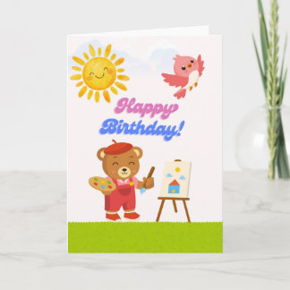 Carte d'anniversaire mignonne de l'artiste Teddy B