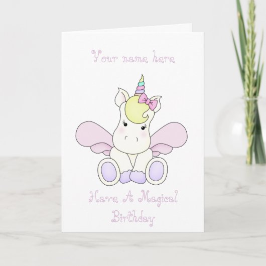 Carte d'anniversaire mignonne de licorne (Devant)