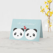 Carte d'anniversaire mignonne de panda (Fleur jaune)
