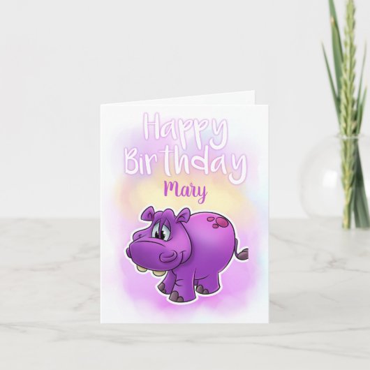 Carte d'anniversaire mignonne d'hippopotame (Devant)