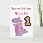 Carte d'anniversaire mignonne Dinosaur 1er (Devant)